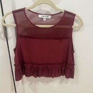 Elizabeth and James Wine Red Sheer Crop Top
